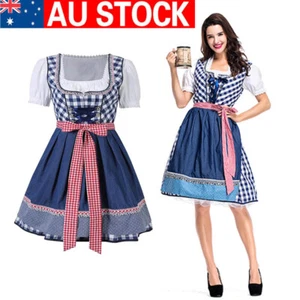 Women Dirndl Dress German Oktoberfest Bavarian Beer Wench Costume Maid Festival - Picture 1 of 11