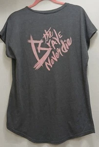 Diesel Power Brave Never Die Ladies Tee V-Neck Cotton XL Gray Pink Double Sided - Picture 1 of 5