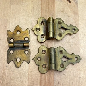Lot of Solid Brass Cabinet Hinges Antique - Picture 1 of 9