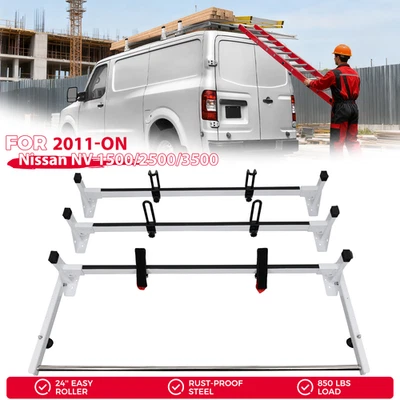 Baca de techo escalera furgoneta con rodillo de 24" para Nissan NV 1500/2500/3500 2011-en Foto 1 de 4