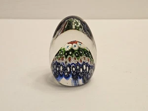 Vintage Paperweight Clear Egg Shape with Millefiori Base - Picture 1 of 12