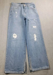 Guess Jeans Mädchen 14 27x26,5 Wide Leg hellblau Strass Logo Stretch Boho - Bild 1 von 13