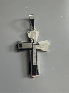 Double Silver Cross Pendant 24 Inch Chain Stainless Steel Religious Gift Faith - Picture 1 of 6