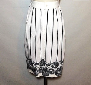 GIANNI VERSACE VINTAGE '89 FALDA FLORAL ARABESCA ALGODÓN RAYAS BLANCO ITALIA - Imagen 1 de 12