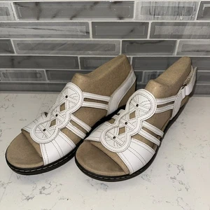Clarks Collection Ultimate Comfort White Leisa Janna Leather Sandal Size 9 ~ NUC - Bild 1 von 9