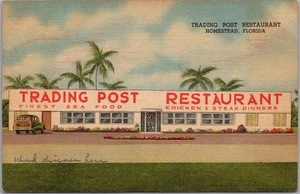 Homestead, Florida Postcard TRADING POST RESTAURANT Curteich Linen Dated 1955 - Picture 1 of 2