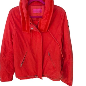 Juicy Couture Women's Cotton Puffer Jacket Red/Orange W 40" L 25.5" Size L - Picture 1 of 8