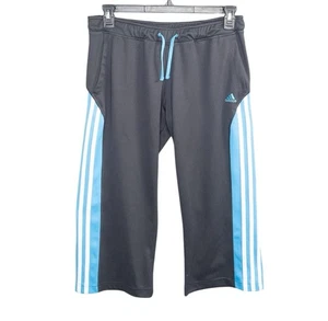Vintage Adidas Capri Hose M grau blau Y2k 00er Track drei Streifen Taschen Low Rise - Bild 1 von 4