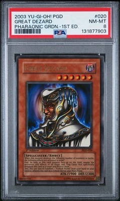 2003 Yu-Gi-Oh! Great Dezard Pharaonic Guardian PGD 1st Edition Ultra Rare PSA 8 - Image 1 of 2