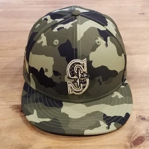 Seattle Mariners Hat New Era Size 7 1/2 59Fifty Camo Camouflage Armed Forces - Picture 1 of 11
