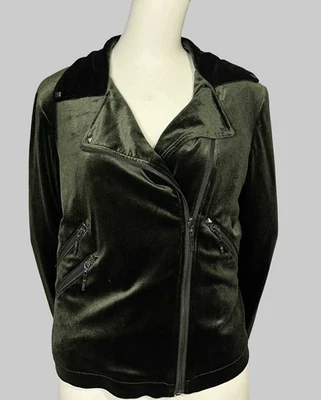 Badgley mischka Olive Green Velvet Jacket - Size Small AU 10 US 6 Festival Foto 1 de 4