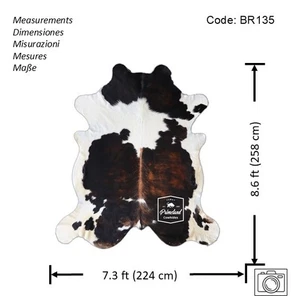 Cowhide Rug Tricolor High Quality Hair on Hide Size: X-Jumbo(XXL)BR135 - Picture 1 of 15