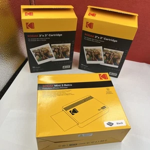 Kodak Mini 3 retro Black Portable Photo Printer With 60 Sheets - Picture 1 of 10