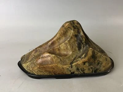 Y7648 OKIMONO Suiseki viewing stone wooden stand Japan antique decor interior - Image 1 of 4