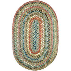 Super Area Rugs Braided Rug Country Cottage Farmhouse in green red yellow blue