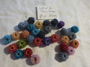 lot 2 / lot de 30 perles en perle de verre rocaille artisanales multicolore - Imagen 1 de 3