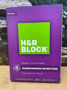 2017 H&R Block DELUXE turbo Federal (NO State) Tax Cut New sealed CD in BOX USA - Picture 1 of 8