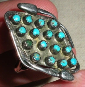 VINTAGE ZUNI TURQUOISE SNAKE DESIGN STERLING SILVER RING SIZE 6 1/4 vafo - Picture 1 of 9