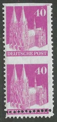 GERMANY 1948 FORTY PF. VERTICAL IMPERF BETWEEN ERROR WITH DOUBLE AT BOTTOM - Image 1 of 2