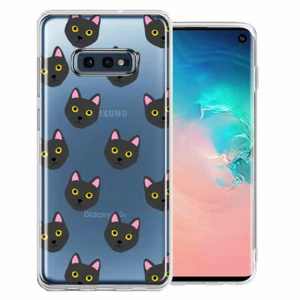 For Samsung Galaxy S10e Black Cat Polkadots Double Layer Phone Case Cover - Picture 1 of 1
