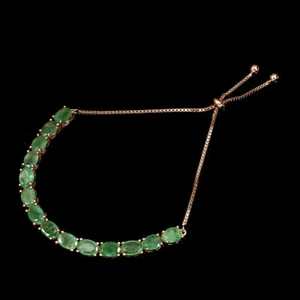 SHOLA Echt Natürlicher Grün Smaragd Armband Sterlingsilber B296 - Picture 1 of 3