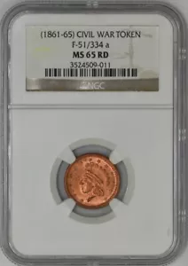 (1861-65) Bürgerkrieg Medaille F-51/334 a MS65 RD NGC 943063-2 - Bild 1 von 4