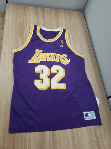 Vtg Champion Lakers Magic Johnson #32 (Purple) Jersey Size 48 Made In USA Cover