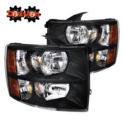07-13 FAROS CHEVY SILVERADO 1500 2500 3500 HD CARCASA NEGRA REFLECTOR ÁMBAR Foto 1 de 3