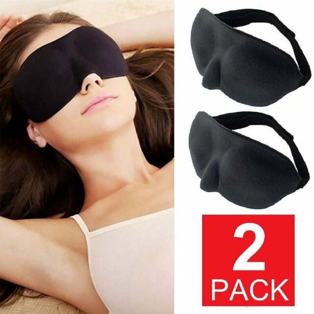 Sleep Mask Night Cover Eye Sleeping Silk Satin Masks for Women Men,  Blindfold for Airplane Travel Adjustable Strap (Black)