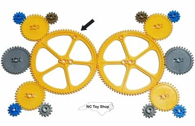 16 K'NEX Gears Lot, 2x OFFSET SOCKET Large 5" Yellow Crown, Blue Gold KNEX - Image 1 of 4