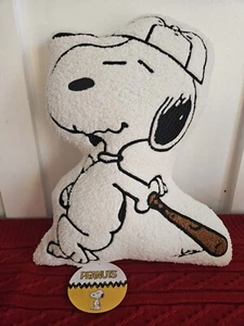 NEW Peanuts Snoopy Baseball Sherpa Decorative Pillows Rare Collectible - Picture 1 of 6