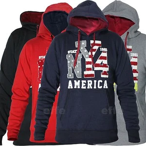 Felpa uomo con cappuccio maglia maglione casual NY America design nuovo - Foto 1 di 10