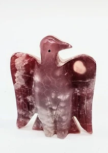 Vintage Eagle Fetish Paperweight 4x3" Native American Pink Stone Rhodonite? - Picture 1 of 7