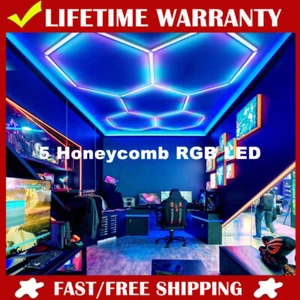 5 Honeycomb LED RGB Lighting Car Detail Retail Garage Workshop Wall Lights NEW - Picture 1 of 13