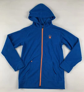 Spider Full Zip Hoodie Youth Boys L Blue Fleece Pockets Long Sleeve - Picture 1 of 8