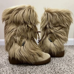 Oscar Sport Fur Winter Boots Beige Women’s Size 39 (US 8) Italy - Picture 1 of 16