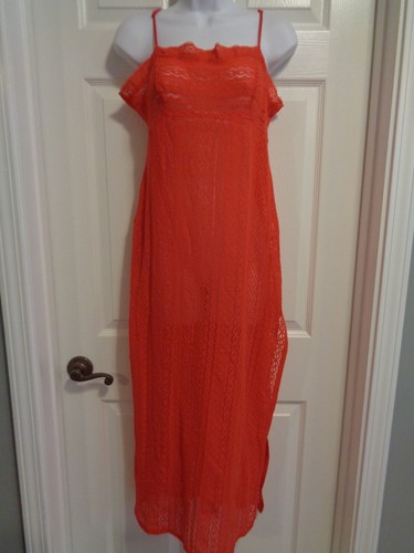 UNDERCOVER Camicia da notte Victoria's Secret in pizzo elasticizzato trasparente lunga spacco nuova con etichette S