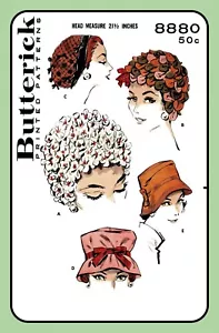 Peluca FLOR SOMBRERO velo de pelo FEDORA Butterick 8880 de colección 1959 patrón de costura artesanal - Imagen 1 de 5