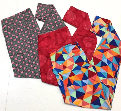Lularoe Leggings TC Pantalones de Yoga Lote de 3 piezas Corazones de San Valentín Rojo Rosa Geométrico Nuevo sin Etiquetas Foto 1 de 4