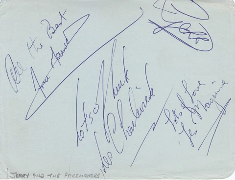 Signed  Gerry & The Pacemakers Vintage album page entire band with RR COA Cover