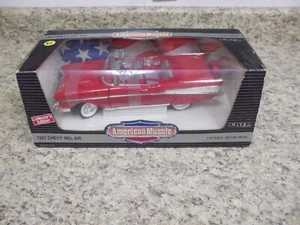 1957 Chevrolet Chevy Bel Air Red Convertibe Car 1/18 American Muscle NIB in Box - Picture 1 of 9