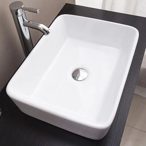 Ceramic Bathroom Basin Vanity Sink Square Above Counter Top Mount Bowl - Picture 1 of 5