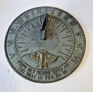 VTG Brass Sundial Winged Hourglass 7.5in Grow Old Along With Me The Best Is ... - Picture 1 of 16