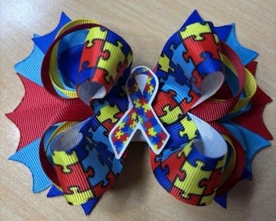 Autism Awareness Inspired Hair Bow - Image 1 of 4