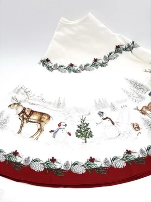 Williams Sonoma Muñeco de Nieve Árbol de Navidad Falda 70" Redonda Rojo Blanco Algodón MUESTRA Foto 1 de 4