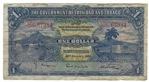 Billete Trinidad y Tobago P5b 1 dólar 1939 - Imagen 1 de 2