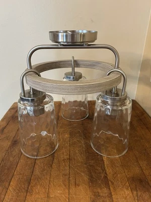 Progress Lighting Tiana 3 Light 10.25 in Brushed Nickel Semi Flush Mount Light - Image 1 of 4