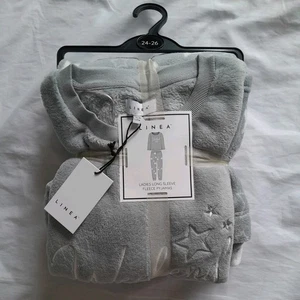 House Of Fraser Linea Grey Long Fleece Pyjamas Size 24-26 Brand New with Tags - Picture 1 of 5