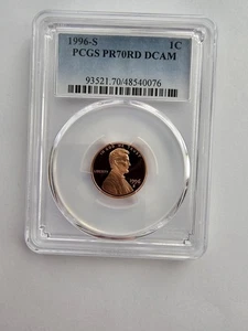 1996 S PR70 RD DCAM LINCOLN MEMORIAL PENNY/CENT GRADED PCGS 1C S MINT CLAD COIN - Picture 1 of 4