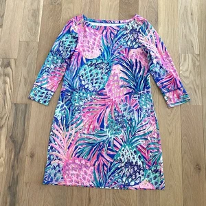 Lilly Pulitzer Sophie Shift Dress Size Medium Pineapple UPF 50+ - Picture 1 of 9